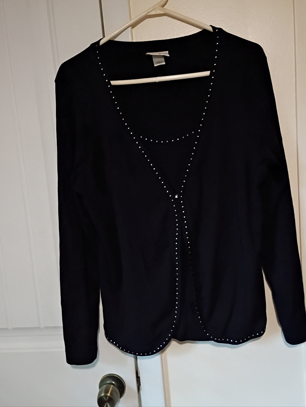 Essentials Black Long Sleeve Cardigan with Stud Trim
